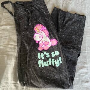 Despicable Me Men’s Sweat Pants Size L Black With Unicorn Funny Bachelor Party